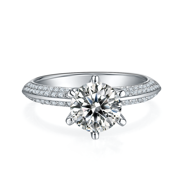 半壁江山S925银镀白金MoissaniteWomen's Ring1.5ctD级